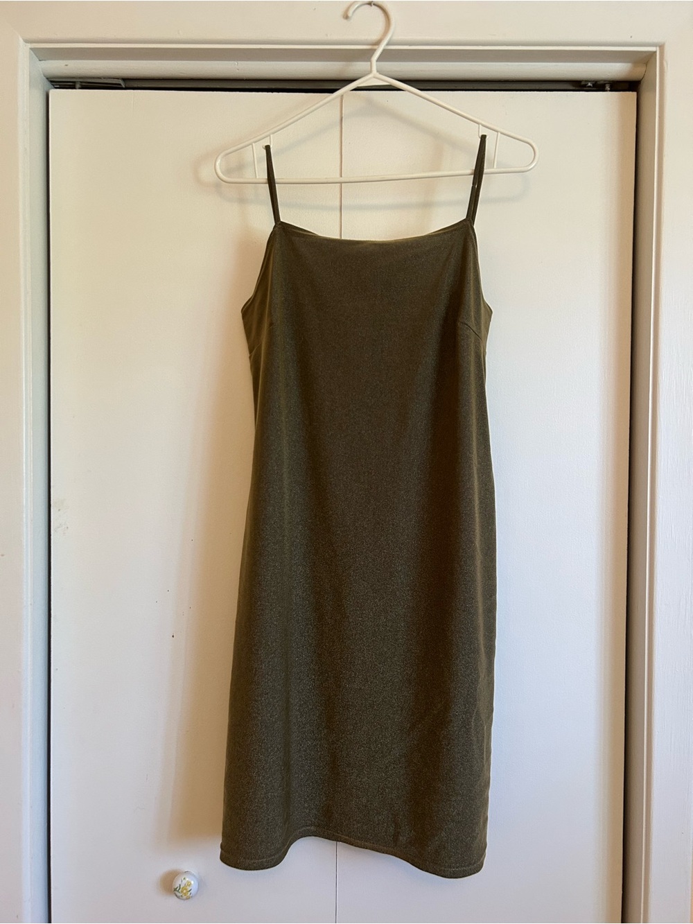 Accomplice Olive Spaghetti-Strap Mini Slip Dress